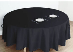 Black Round Polyester Tablecloth 108”