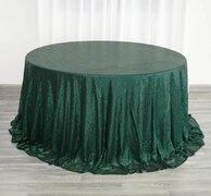 132” Round Hunter Green Sequins Tablecloth