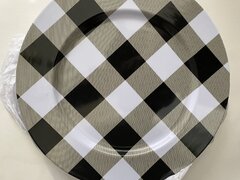 Brown Checkered Pattern Charger Plates 