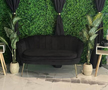 Black Velvet Love Seat Sofa Chairs