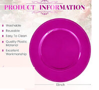 13” Hot Pink “Fuchsia Beaded Charger Plates