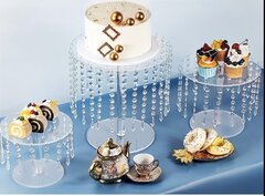 3 Acrylic Cake Stand w/Acrylic Beads