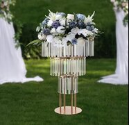 Gold Frame Round 3 Tier Chandelier Centerpice