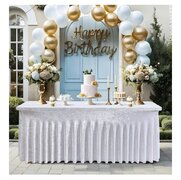 6’ white Rectangle Spandex Velvet Tablecloth 90”x132”