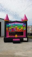 13x13 Hot Pink Castle w/ Rainbow Birthday