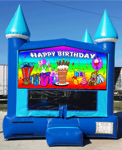 13x13 Blue Ice Rainbow Birthday Bouncer