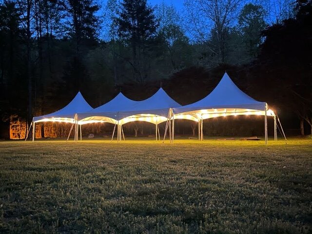 20x70 High Peak White Frame Tent - 80 guests