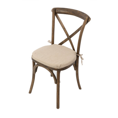 Chairs - Crossback rustic brown chair with ivory cushion