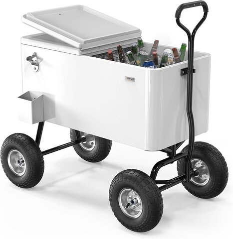 Cooler - 80 Quart Metal Rolling Beverage Cooler 