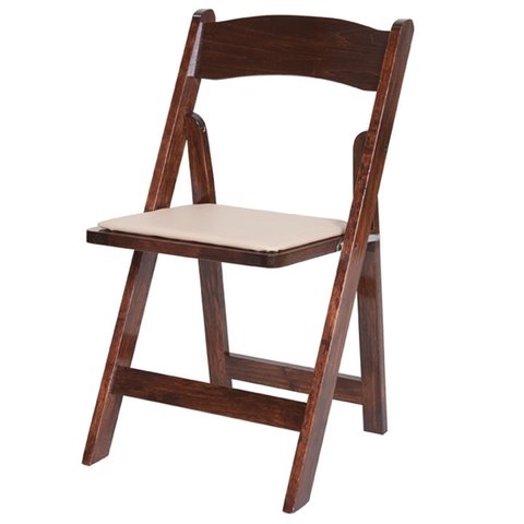 Wooden Fruitwood Folding Chair with Ivory Cushion | TheGrandEventDesign