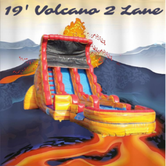 19' Volcano 2-Lane Inflatable Water Slide With Pool