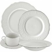 Vine 10" Dinner plate white w/silver rim-10/rack [SR]