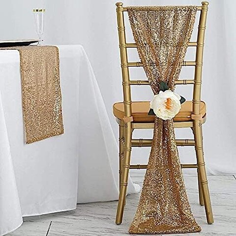 Chair Sash Sequin Gold 