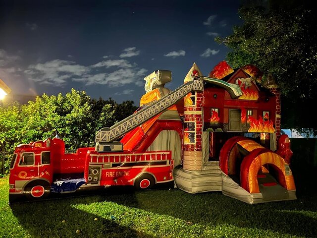 Firetruck Bounce House Slide Combo 