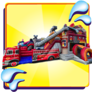 Double Lane Firetruck Bounce House Slide Combo For Children 12-yr Old and Younger. Use Wet or Dry!