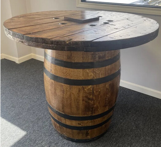 Rustic Cocktail Whiskey Barrel Tables 