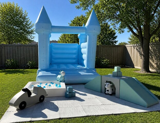 White and Blue Soft play w/10x10 Mini Bounce House