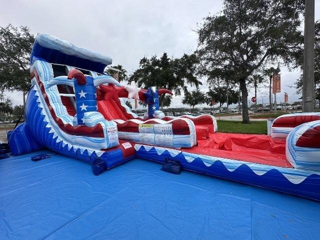 Star Spangled Splash Hybrid Water Slide - 18ft - 2 Lane