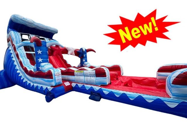 Star Spangled Splash Hybrid Water Slide - 18ft - 2 Lane