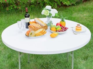 Fitted Tablecloth for 60in Round Table - White