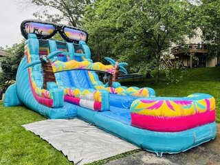 Island Flow Hybrid Water Slide - 18ft - Dual Lane