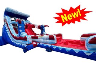 Star Spangled Splash Hybrid Water Slide - 18ft - 2 Lane