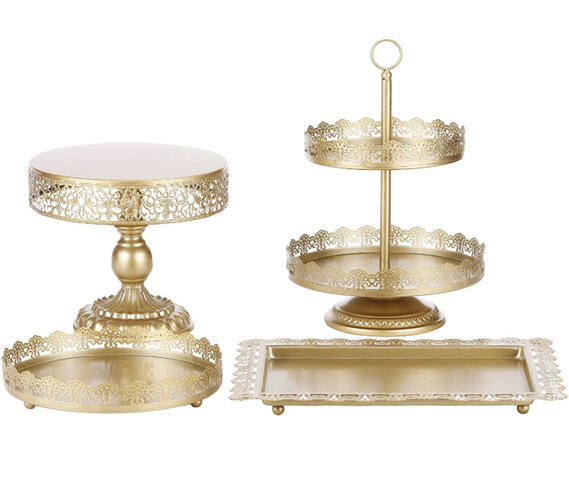 Dessert Stands Gold 4pc 