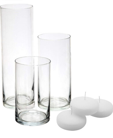 Glass Vase & floating candle 3pc Small Medium, Large