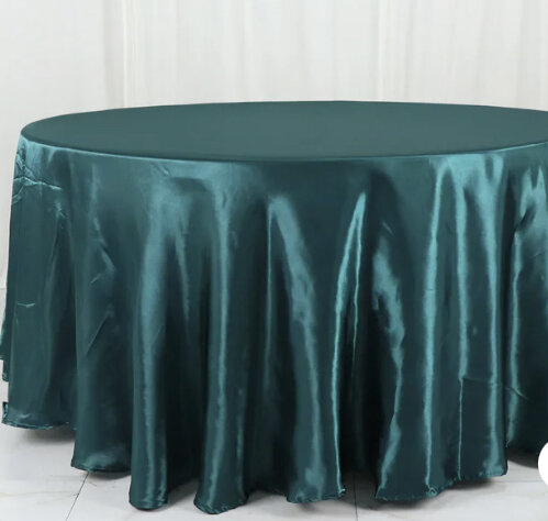 Dark Teal round tablecloth 120” satin 