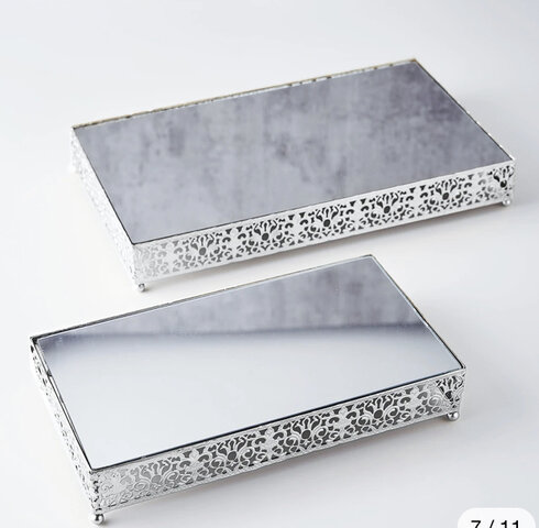 SILVER MIRROR RISERS 2pc