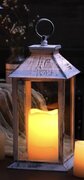 White rustic lantern with light