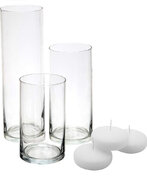 Glass Vase & floating candle 3pc Small Medium, Large