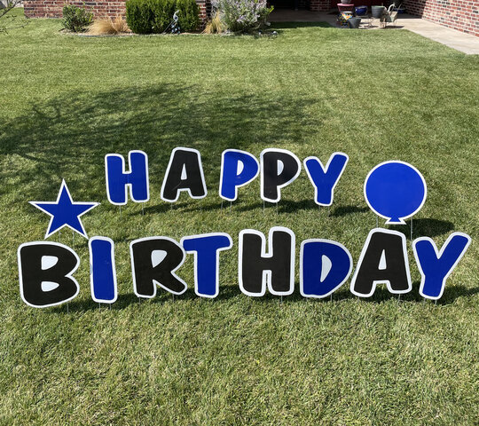 Happy Birthday Yard Sign-Blue
