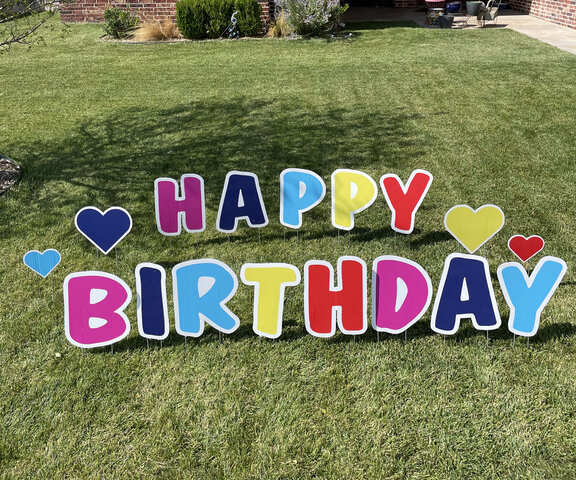 Happy Birthday Yard Sign-Hearts