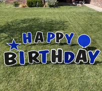 Happy Birthday Yard Sign-Blue