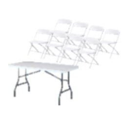 8' Rectangular Table and Light Weight Chairs Sets