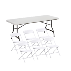 6' Rectangular Table and 6 Light Weight Chairs Sets