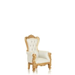 Kids Throne Chair Leather Gold/White