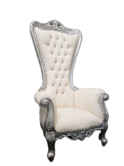 Throne Chair Leather Silver/White