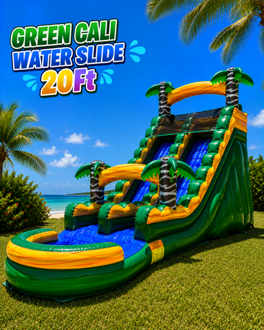 20FT Green Cali Water Slide with pool