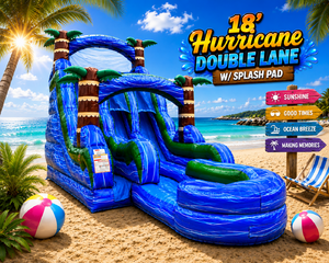 18ft Hurricane Splash Double Lane Water Slide Rental Houston