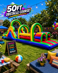 50 FT Colorful Obstacle Course Wet or Dry 