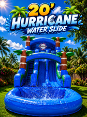 20FT Hurricane Double Lane Water Slide with pool