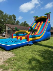22FT TALL TROPICAL DOUBLE LANE WATER SLIDE