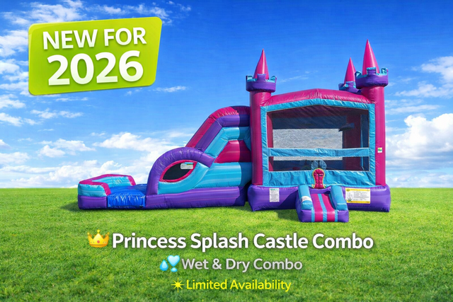 Princess Splash Castle Combo Double Dry Slide  – NEW FOR 2026