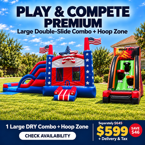 Play and Compete Premium – Large Double-Slide Combo Plus Hoop Zone