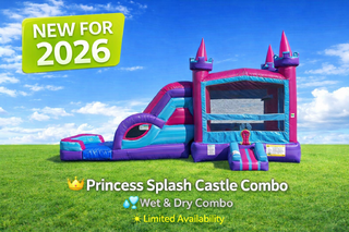 Princess Splash Castle Combo Double Dry Slide  – NEW FOR 2026