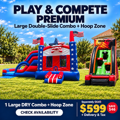 Play and Compete Premium – Large Double-Slide Combo Plus Hoop Zone