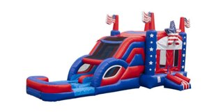 Patriot  Bounce House  Double Slide Combo Wet