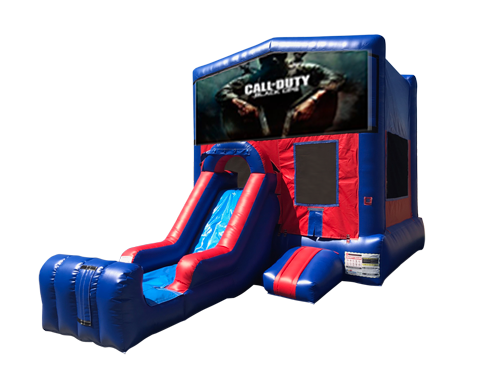 Call of Duty Mini Red & Blue Bounce House Combo w/ Single Lane Dry Slide